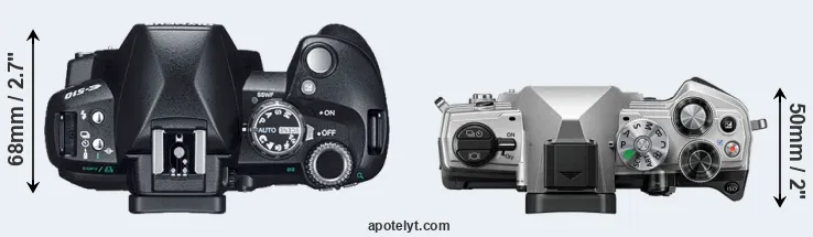 Compare E-510 versus OM-5 top