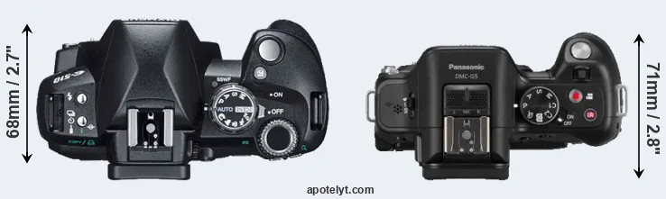 Compare E-510 versus G5 top