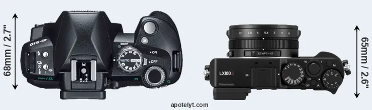 Compare E-510 versus LX100 II top