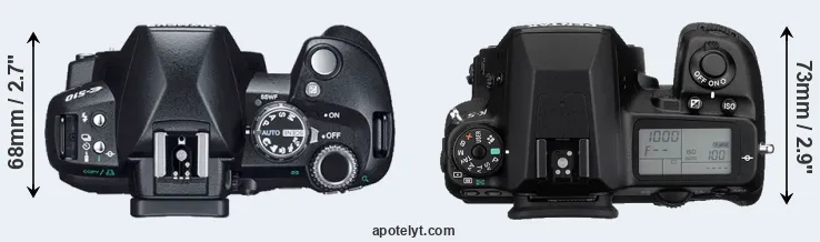 Compare E-510 versus K-5 top