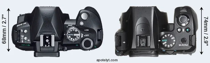 Compare E-510 versus K-70 top