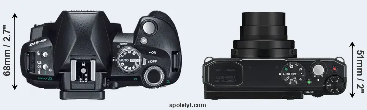Compare E-510 versus MX-1 top