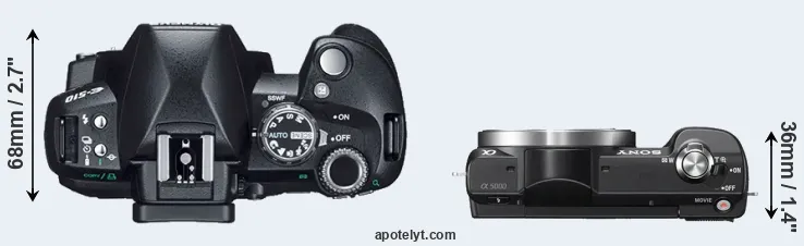 Compare E-510 versus A5000 top