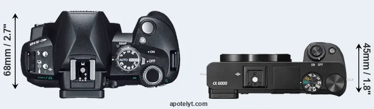 Compare E-510 versus A6000 top