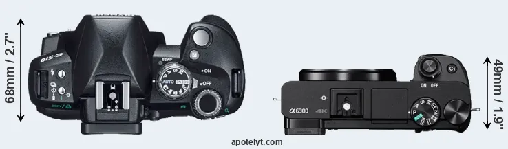 Compare E-510 versus A6300 top