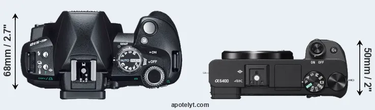 Compare E-510 versus A6400 top