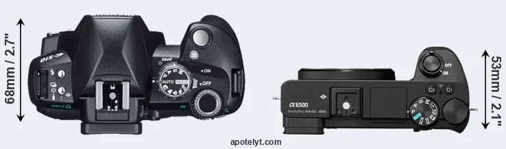 Compare E-510 versus A6500 top