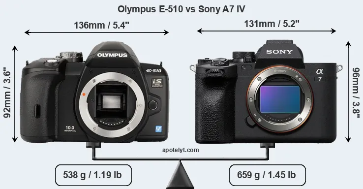 Size Olympus E-510 vs Sony A7 IV