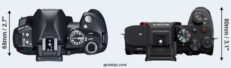 Compare E-510 versus A7 IV top