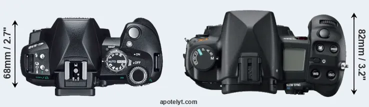 Compare E-510 versus A850 top
