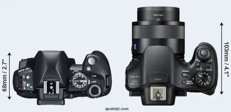 Compare E-510 versus HX400V top