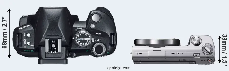 Compare E-510 versus NEX-5 top