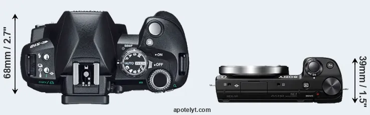 Compare E-510 versus NEX-5R top