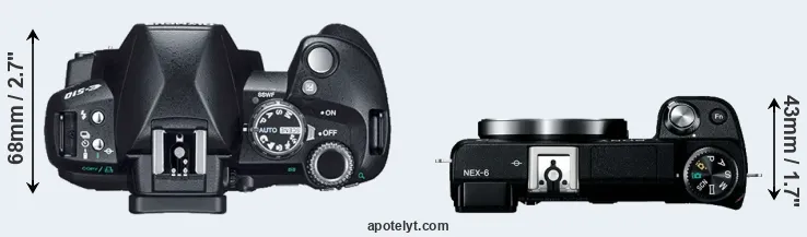 Compare E-510 versus NEX-6 top