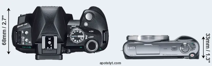 Compare E-510 versus NEX-C3 top