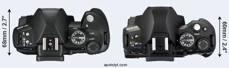 Compare E-520 versus E-620 top