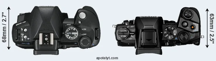 Compare E-520 versus E-M1 top