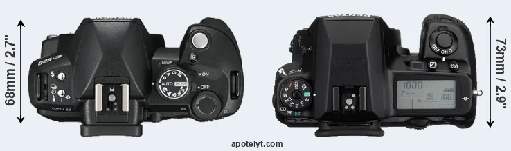 Compare E-520 versus K-5 top