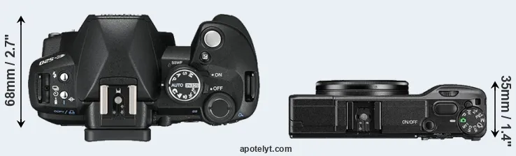 Compare E-520 versus GR II top
