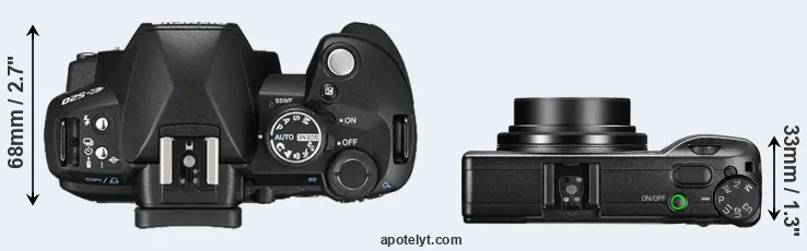 Compare E-520 versus GR III top
