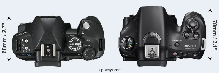 Compare E-520 versus A58 top