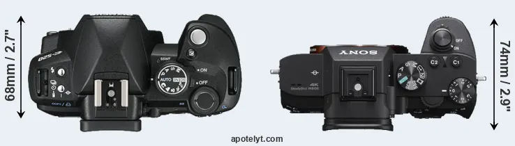Compare E-520 versus A7 III top