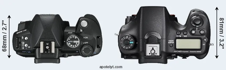 Compare E-520 versus A77 II top