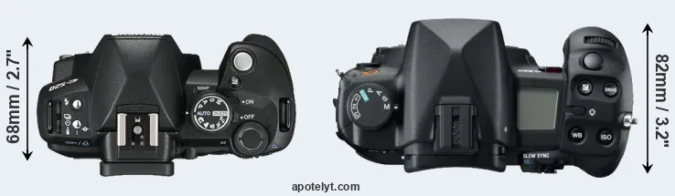 Compare E-520 versus A850 top