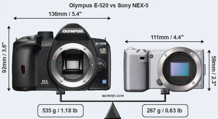 Size Olympus E-520 vs Sony NEX-5