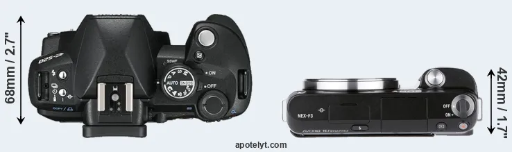 Compare E-520 versus NEX-F3 top