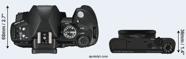 Compare E-520 versus RX100 top