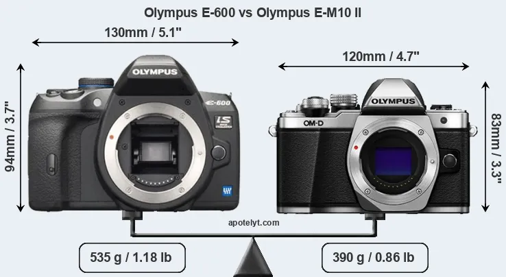 Size Olympus E-600 vs Olympus E-M10 II