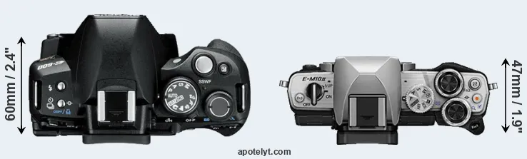 Compare E-600 versus E-M10 II top