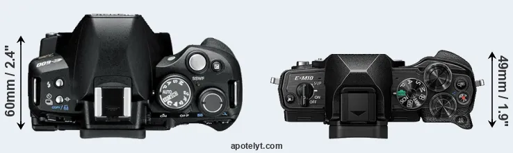 Compare E-600 versus E-M10 IV top