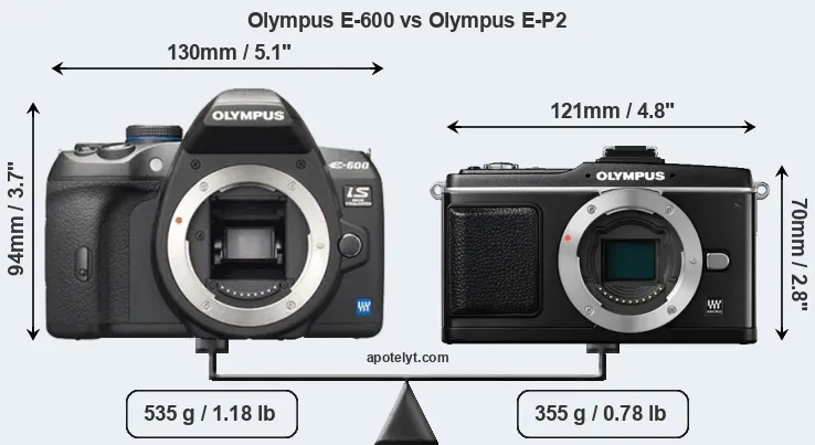Size Olympus E-600 vs Olympus E-P2