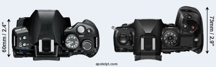 Compare E-600 versus OM-1 top