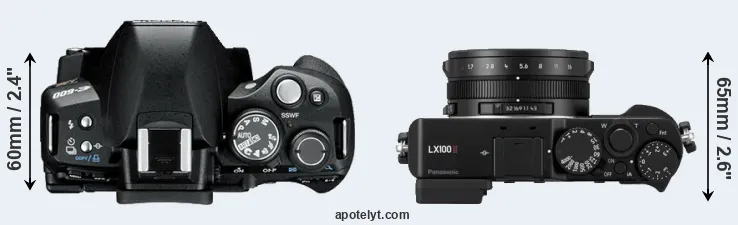Compare E-600 versus LX100 II top