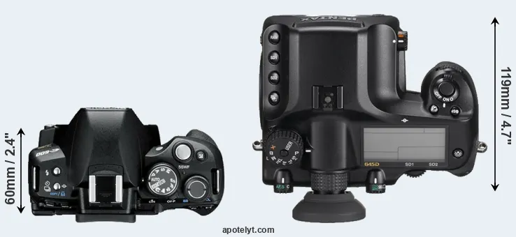 Compare E-600 versus 645D top