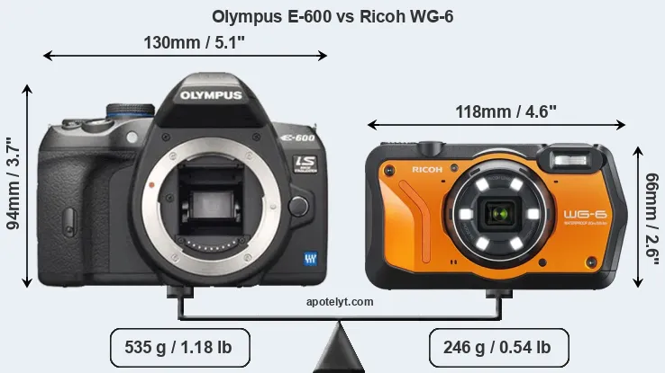 Size Olympus E-600 vs Ricoh WG-6