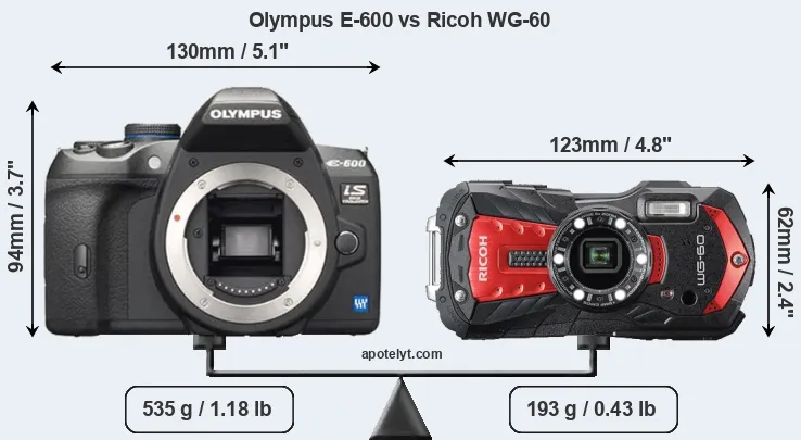 Size Olympus E-600 vs Ricoh WG-60