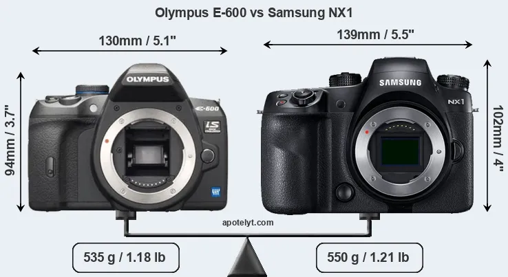 Size Olympus E-600 vs Samsung NX1