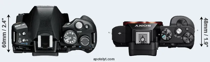 Compare E-600 versus A7 top