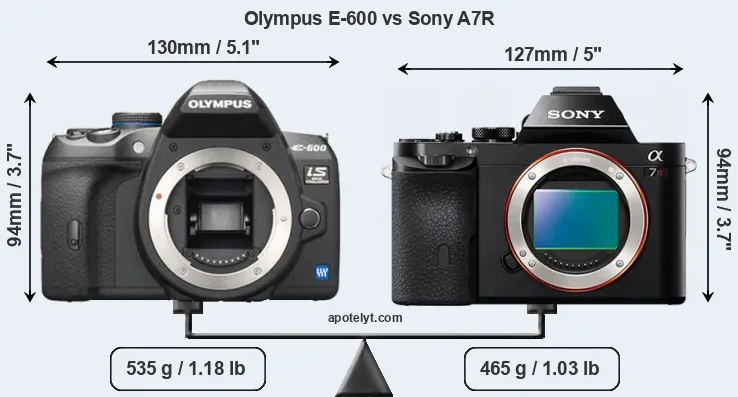 Size Olympus E-600 vs Sony A7R
