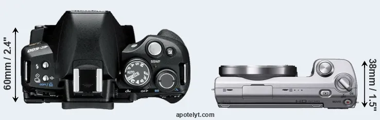 Compare E-600 versus NEX-5 top