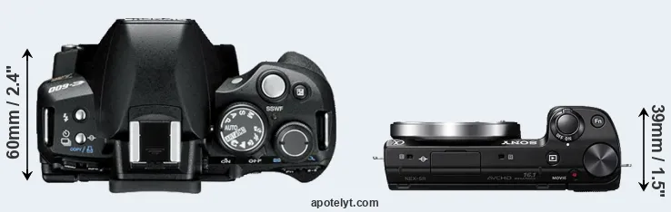 Compare E-600 versus NEX-5R top