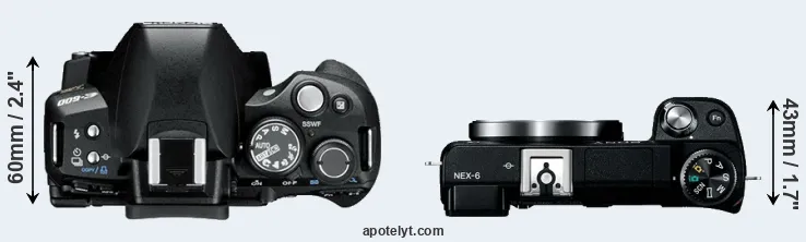 Compare E-600 versus NEX-6 top