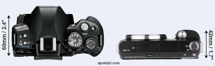 Compare E-600 versus NEX-F3 top