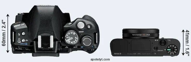 Compare E-600 versus RX100 IV top