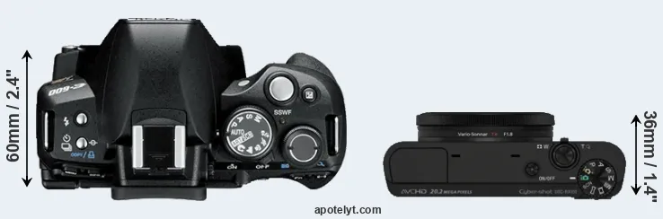 Compare E-600 versus RX100 top