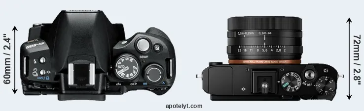 Compare E-600 versus RX1R II top